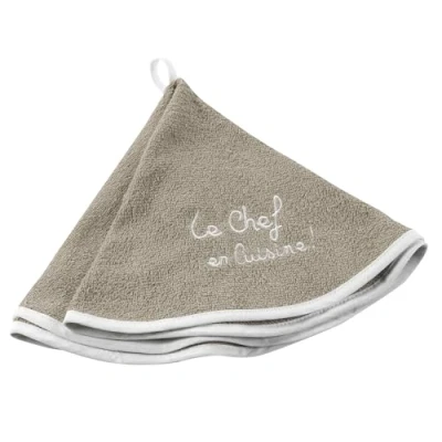 Image of Douceur d&#039;Intérieur, Cuistot Round Hand Towel (Diameter 60 cm) Linen, Embroidered Sponge