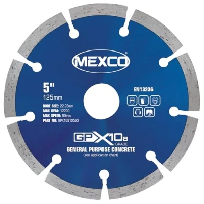 Image of Mexco GPX10 8 General Purpose Concrete Diamond Blade, Cutting Disc for Non Abrasive Building Materials 125mm, 8mm Segment Height