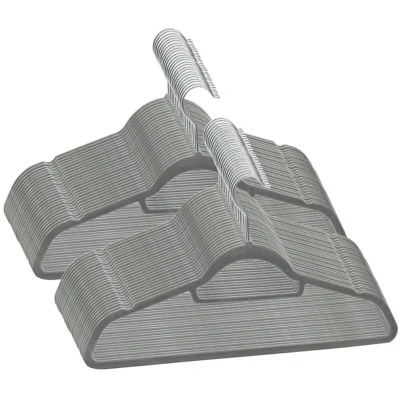 Image of vidaXL 50 pcs Clothes Hanger Set Anti slip Grey Velvet