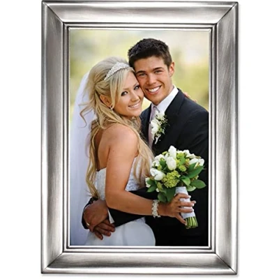 Image of Lawrence Frames 609046 Brushed Pewter 4 by 6 Metal Picture Frame