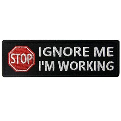 Image of Service Dog Ignore Me I&#039;m Working Warning Vests/Harnesses Patch Embroidered Badge Fastener Hook &amp; Loop Emblem