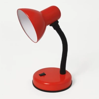 Image of BURAKH Simple Design Study Desk Lamp Flexible Neck E27 40W Table Without Bulb for Studying Book Reading Light Toggle Switch Home (Red)