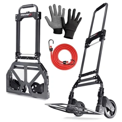 Image of MoverX Folding Hand Truck Aluminium, Heavy Duty Foldable Trolley on Wheels, Multi Purpose Sack Moving Trolley, 80kg
