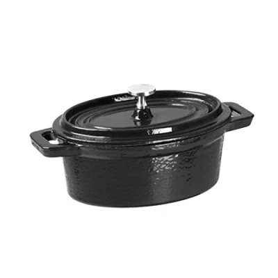Image of Vogue Cast Iron Oval Mini Pot 49X94X155mm 315ml Stockpot Saucepan Cookware