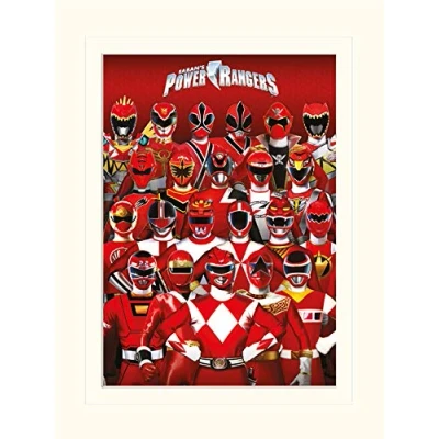 Image of Pyramid International Power (Red Rangers) Mounted Print Memorabilia 30 x 40cm, Paper, Multicoloured, 40 1.3 cm