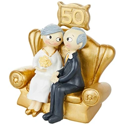 Image of Mopec Pop&amp;Fun Golden Wedding Cake Figurine 16x16.5cm, Acrylic, Gold, One Size