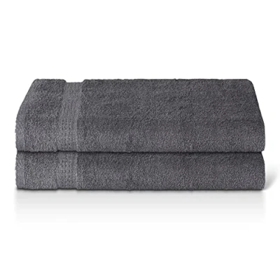 Image of Panzy 100% COTTON 500 GSM ABSORBENT TOWEL SET, QUALITY RINGSPUN 70X140 CM BATH TOWELS &amp; 50X100 Hand (2 Towels, Charcoal)