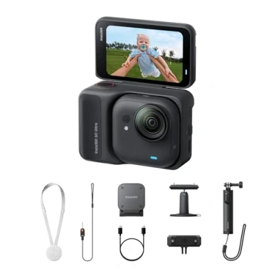 Image of Insta360 GO Ultra Midnight Black Creator Bundle inc Mini 2 in 1 Tripod 2.0, Quick Release Mount &amp; Pivot Stand