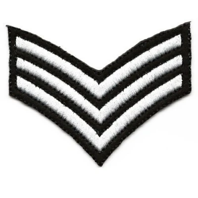 Image of Sew on Iron Embroidered Patch Military Sergeant Stripes Badge (Sarge Sgt Sargeant)