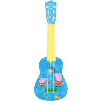 Image of Lexibook Peppa Pig Georges My First Guitare, 6 Nylon Strings, 53 cm, Guide Included, Blue/Yellow, K200PP, 21 Inch