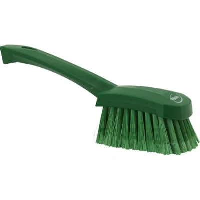 Image of Vikan 41942 Soft/Split Bristles, Washing / Sweeping, Hand Brush, Short Handle, 270mm (Green)