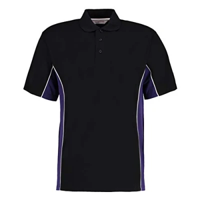 Image of Gamegear Men&#039; Track Pique Polo, Black/Purple/White, X Large. KK475