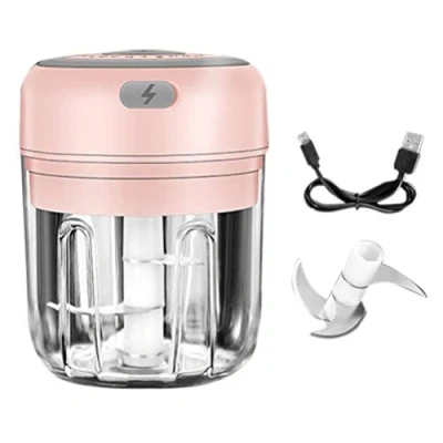 Image of 250ml Garlic Onion Ginger Chopper, Electric Masher Crusher Meat Mincer Grinder Used To Crush Garlic, Ginger, Chili Powder, Minced Meat, Etc Pink