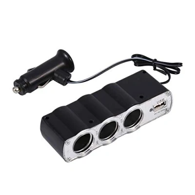 Image of ASHATA USB 3 Socket Car Cigarette Lighter Splitter DC Power Charger Adapter With