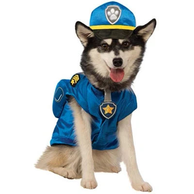 Image of Official Rubie&#039;s Paw Patrol Chase Pet Dog Costume, Size: Small Neck to Tail 11 inch, Chest 14 inch