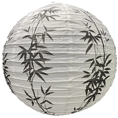 Image of 16inch Paper Lantern Bamboo Round Lamp Shade Chinese Style Light Hanging Decorations Restaurant Wedding Party Home Decor