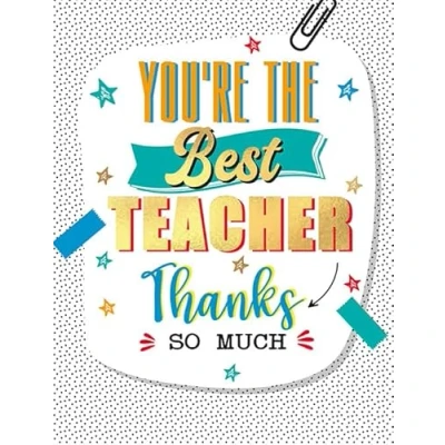 Image of Piccadilly Greetings You&#039;re The Best Teacher Thank You Card 8 x 6 inches