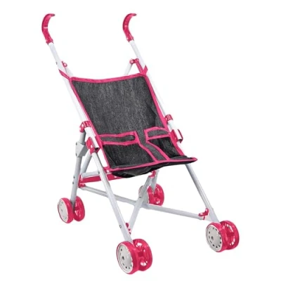 Image of Dolls Foldable Stroller Buggy Jogger Baby Doll Pram Accessories Toy (Pink)