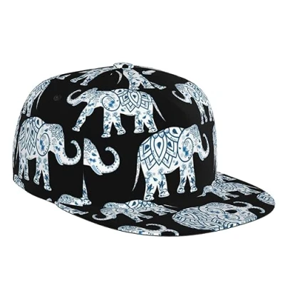Image of DRTGEDS Kiwi Birds Cute Custom Baseball Cap with Image,Men&#039;s Hat,Snapback Flat Brim Cap, Elephant, One size