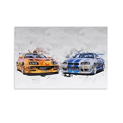 Image of ZHYU JDM Sport Car Poster Supra And Skyline Supercar Decorative Painting Canvas Wall Art Living Room Posters Bedroom 16x24inch(40x60cm)