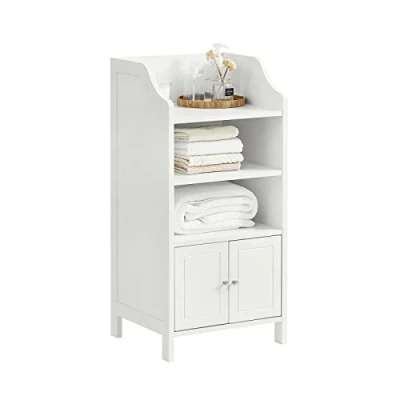 Image of SoBuy BZR56 W, Bathroom Cabinet Storage Cupboard with 3 Shelves and 2 Doors, White