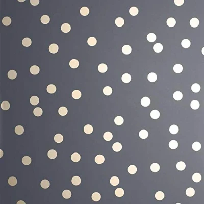 Image of Polka Dot Wallpaper Spots Charcoal Rose Gold Metallic Shimmer Modern Arthouse