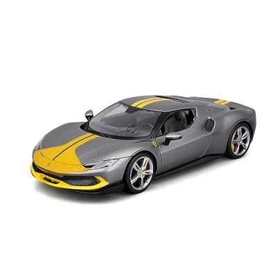 Image of Bburago 1/18 FERRARI 296 GTB Grey and Yellow Scale Model car for Children Ages 3+ 16017GR, Grau Gelb