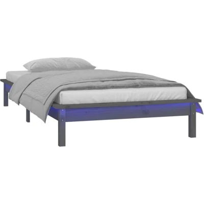 Image of vidaXL LED Bed Frame without Mattress Grey 90x200 cm Solid Wood