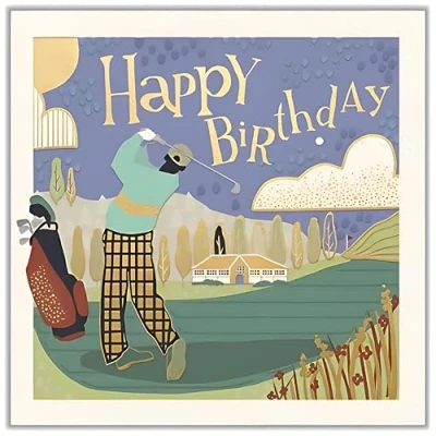 Image of Ling Design Male Birthday Card Happy with Contemporary Golf and Embossed Foil Details for Men