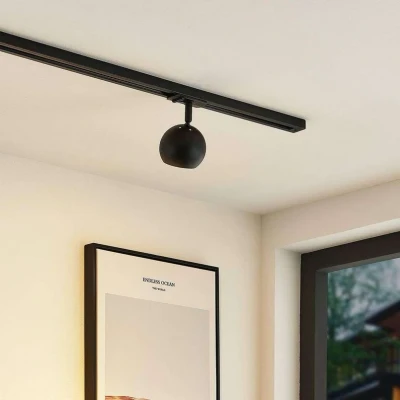 Image of Lindby track spotlight Linaro, GU10, Ø 9 cm, black, 1 phase
