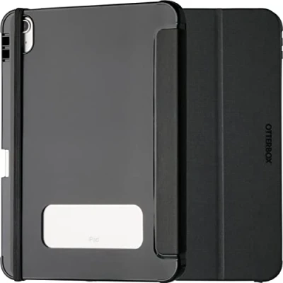 Image of OtterBox React Folio Case for iPad 10.9 Inch (10th Gen 2022), Shockproof, Drop proof, Ultra Slim Protective Case, Tested to Military Standard, Black Non Retail Packaging