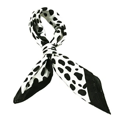 Image of Elegant Polka Dot Satin Square Scarf Black White Neckerchief Ladies Women Gift