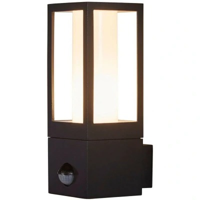 Image of Avenue Outdoor Wall Light, Black, White Polycarbonate