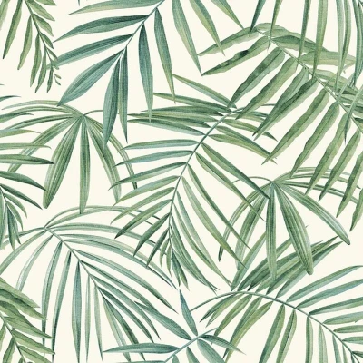 Image of Palm Leaves Green White Wallpaper Trendy Stylish Tropical Botanical Floral Feature Wall Bedroom Living Room Wallcovering Arthouse 923909