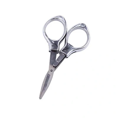 Image of Pocket Scissors, Mini Stainless Steel Folding Keychain Fishing Scissors Blister Card Package Handle Tool for Tourism, Fishing, Climbing, Hiking, First Aid, Sewing, Paper Cutting(Silver)