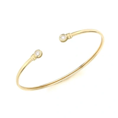 Image of Carissima Gold Women&#039;s 9 ct Yellow Round Cubic Zirconia Detail Torque Bangle