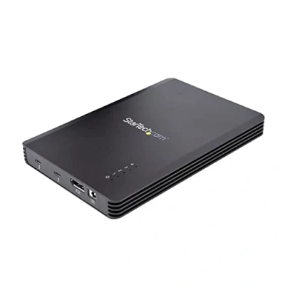 Image of StarTech 4 Bay Thunderbolt 3 NVMe Enclosure, For M.2 SSD Drives, 1x DisplayPort Video/ 2x TB3 Downstream Ports, 40Gbps, 72W Power Supply, External Hard Drive Enclosure (M2E4BTB3), Black