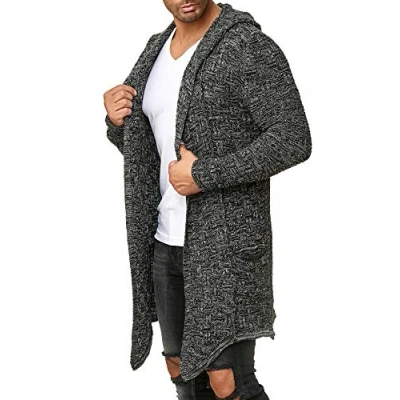 Image of RED BRIDGE Men&#039;s Knit Cardigan Long Sleeve Oversized Asymmetric Cut Melange Fashion Jacket
