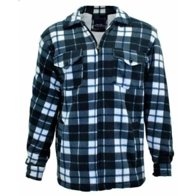 Image of Mens Padded Shirts Sherpa Fur Lining Inside Zip Closure Front Pockets Lumberjack Work Shirt Winter Warm (X Large, Design 1)