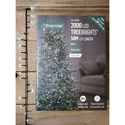 Image of Set of 2,000 White LED TreeBright Christmas Lights with optional 8hr on/16hr off Timer