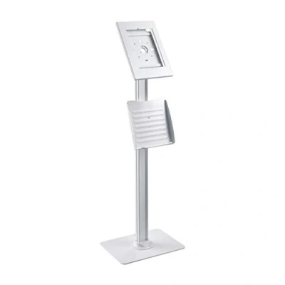 Image of PureMounts PDS 5921 Stand with Brochure Holder and Lockable Steel Case for Tablets Apple iPad 9.7 Inch/iPad 10.2 Pro 10.5 Air Inch Gen 3 / Samsung Tab A 10.1 2019 White