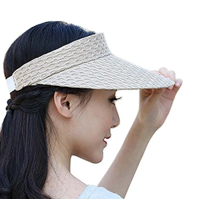 Image of Metyou Women Summer Outdoor Sports Long Brim Empty Top Baseball Sun Cap Hat Visor (Beige)
