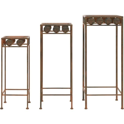 Image of vidaXL Plant Stand Set 3 Pieces Vintage Style Metal Rusty