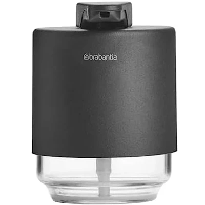 Image of Brabantia Mindset Soap Dispenser Non Drip Pump Mechanism Easy to Refill Removable Holder Corrosion Resistant Metal &amp; Glass Stylish Bathroom Accessory Infinite Grey 200 ml
