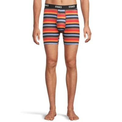 Image of Stance Stacks Boxer Briefs Mens Red Striped Patterned Underwear Shorts Medium