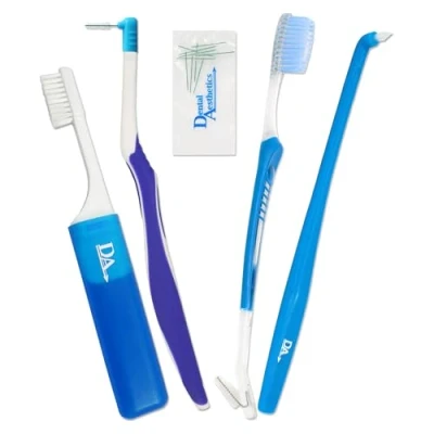 Image of Orthodontic Toothbrush Starter Pack 4 Brushes for Braces VTrim, Interspace &amp; Travel