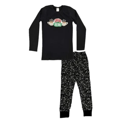 Image of FRIENDS Girl’s Pyjamas 12 14 Years, Central Perk Logo 13 Years Black