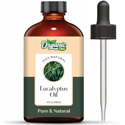 Image of Organic Zing Eucalyptus Essential Oil Pure &amp; Natural for Skin, Face, Hair Care, Aroma Therapy, Diffuser, Conditioner 118ml