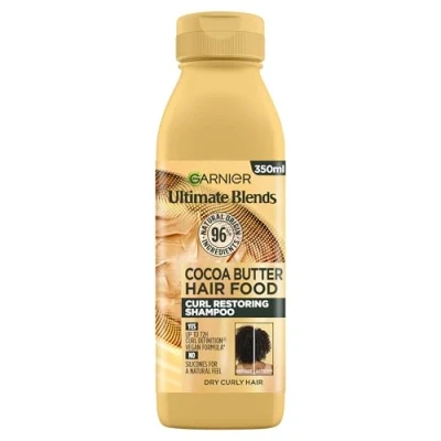 Image of Garnier Ultimate Blends Cocoa Butter Shampoo for Dry, Curly Hair 350ml