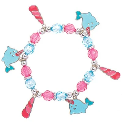 Image of Baker Ross Unicorn Whale Bracelet Pack of 3, Jewellery Making Craft Kit, Charm for Kids (AT720)